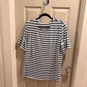 Blue and White Striped Short Sleeve Tee